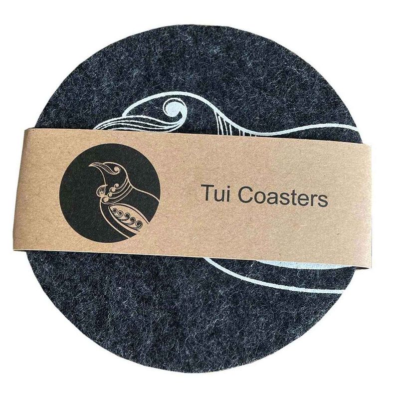 Jo Luping Tui On Dark Grey Set Of 4 Ecofelt Coaster image number 2